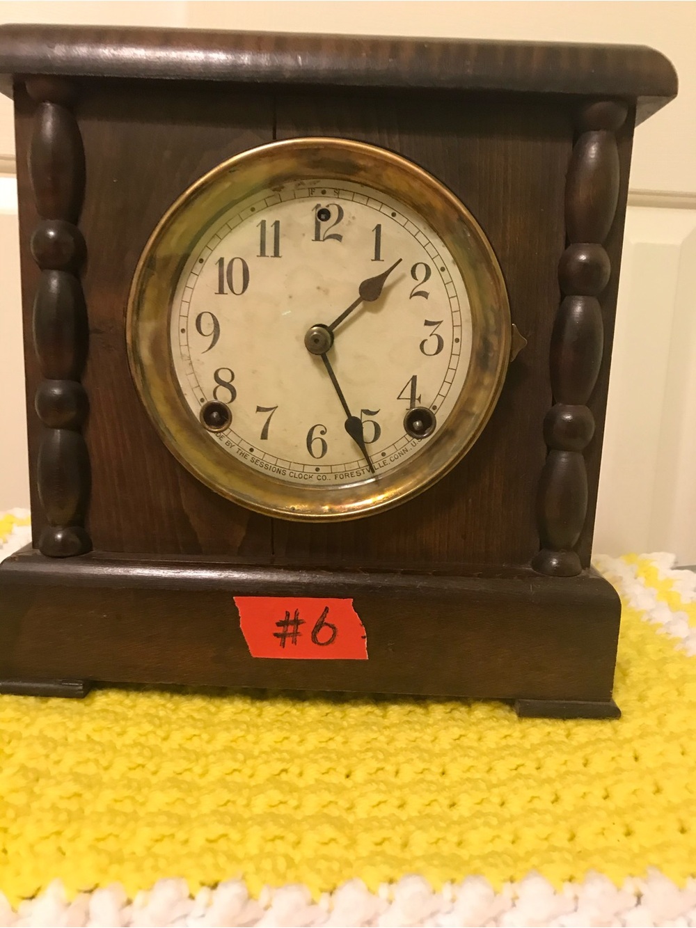 Classic Brass-Rim Wooden Mantel Clock - Brown